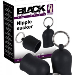 Black Velvet - přísavky na bradavky s kovovým kroužkem (černé)