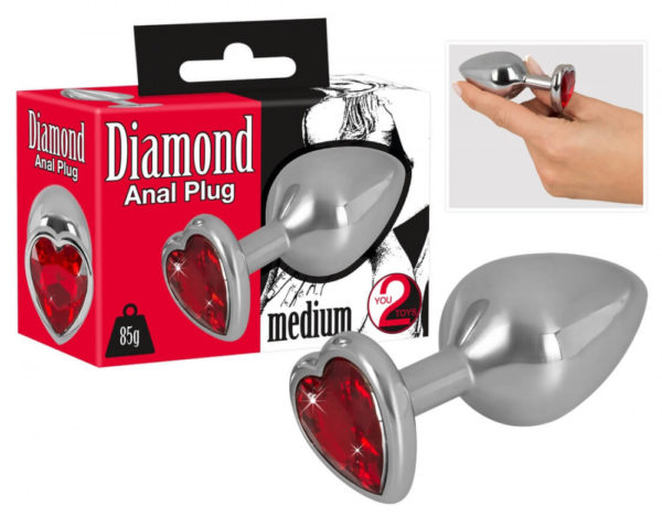 Diamond 85g Aluminum Dumbbell - dildo (červeno-stříbrné)