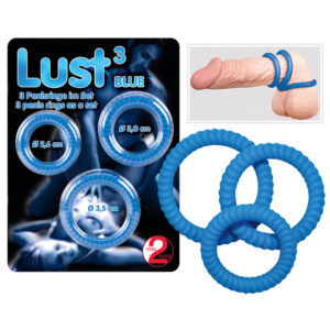 You2Toys Lust Blue 3 - krúžky na penis modré