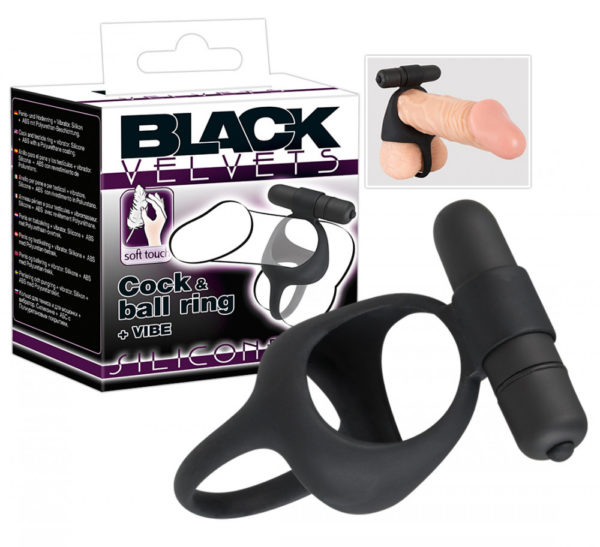 Black Velvet - vibrační kroužek na penis a varlata (černý)