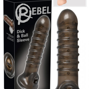 Rebel - vroubkovaný návlek na penis (kouřová barva)