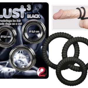 You2Toys Lust Black 3 - krúžky na penis čierne