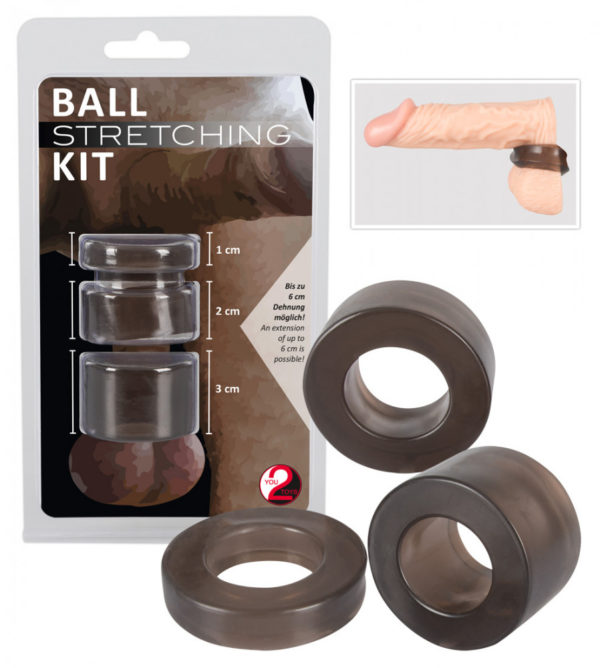 You2Toys Ball Stretching Kit - třídílná sada kroužků na penis - kouřová barva