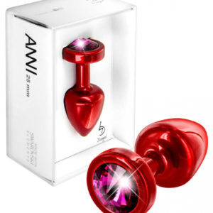 DIOGOL Anni Pink Stone Red Anal plug - anální kolík s pink krystalem (červený 2