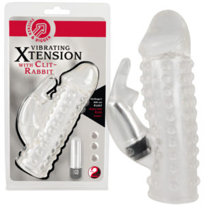 Xtension - návlek na penis s vibračním zajíčkem (průhledný)