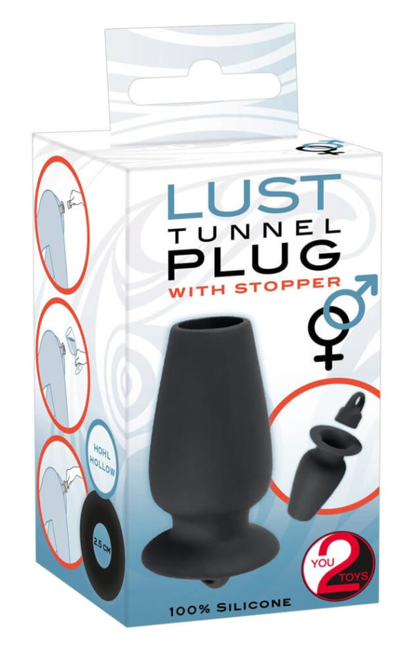 Lust Tunnel - duté análně dido na rozšiřování s uzávěrem (černé)