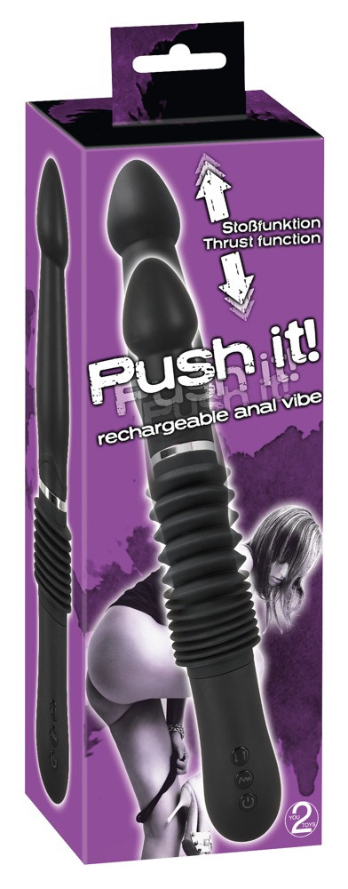 You2Toys Push it rechargeable vibe - nabíjecí anální vibrátor s posuvným pohybem (černý)