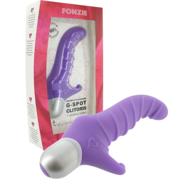 FEELZTOYS Fonzie - vroubkovaný vibrátor na bod G s ramínkem na klitoris (fialový)