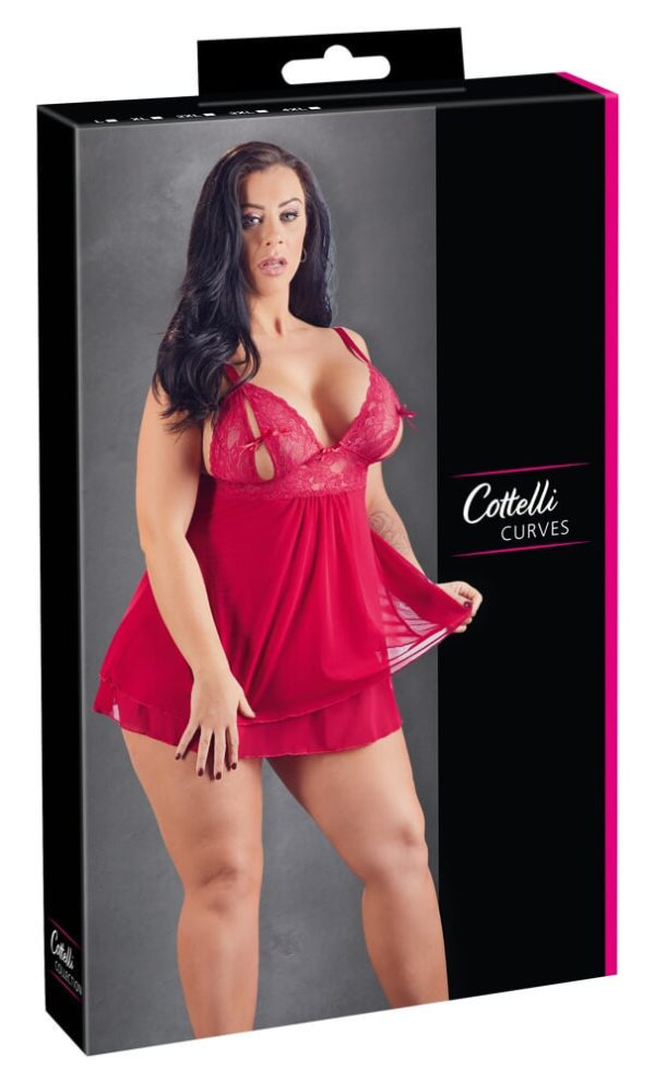 Cottelli Plus Size - Lace-up Baby Babydoll (Red)