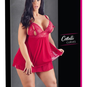 Cottelli Plus Size - Lace-up Baby Babydoll (Red)