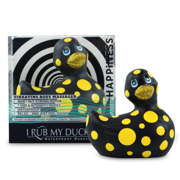 My Duckie Happiness 2.0 - vodotěsný vibrátor na klitoris - tečkovaná kačenka (černo-žlutá)