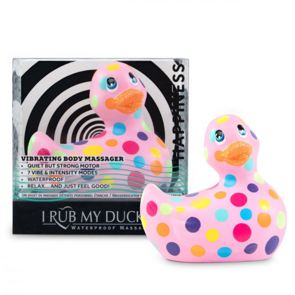 My Duckie Happiness 2.0 - vodotěsný vibrátor na klitoris - tečkovaná kačenka (růžovo-barevná)