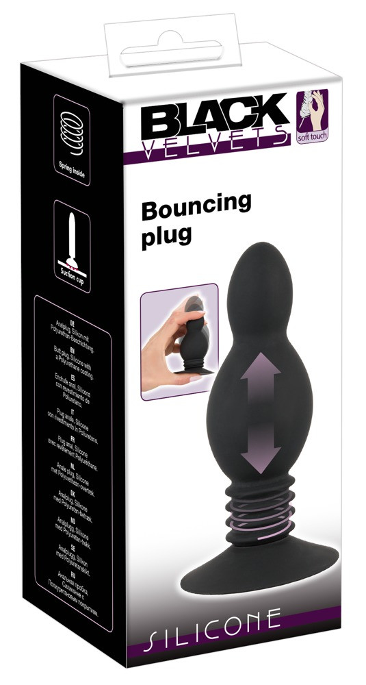 Black Velvets Bouncing Plug- pružinové anální dildo s přísavkou (černé)