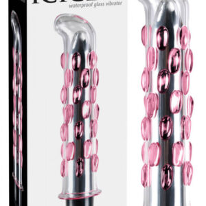 Icicles No. 19 - beaded glass G-spot vibrator (transparent-pink)