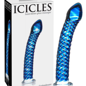 Icicles No. 29 - spiral penis glass dildo (blue)