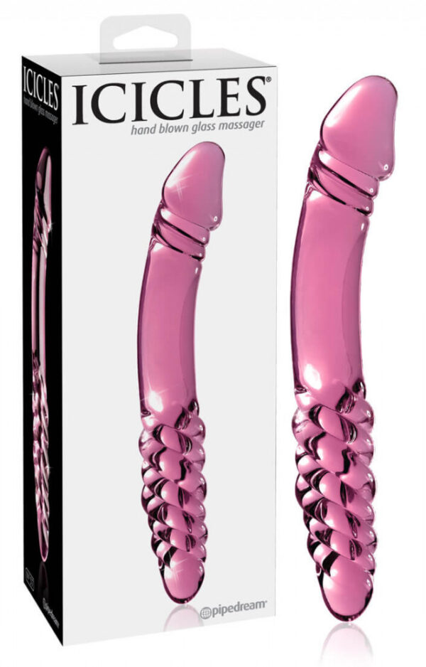 Icicles No. 57 - penis double-ended glass dildo (pink)
