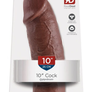King Cock 10 - large dildo with suction foot (25cm) - brown