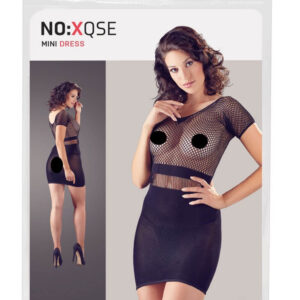 NO: XQSE - short-sleeved fishnet dress with thong (black)