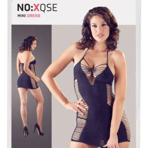 NO: XQSE - side mesh neck strap dress with thong (black)