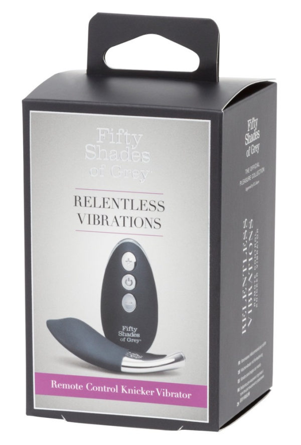 Padesát odstínů šedé Relentless Panty - nabíjecí vibrátor na klitoris s dálkovým ovladačem (černo-stříbrný)