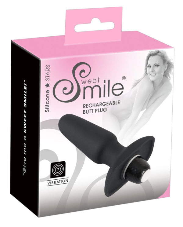 Smile Butt Plug - nabíjecí silikonový anální vibrátor (černý)