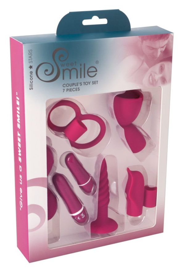 Smile Couples - stimulační vibrátorová souprava pro páry - ostružinová (7 dílná)