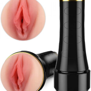 Tracys Dog Cup - masturbátor realistická vagína v pouzdře (černý-tělová barva)