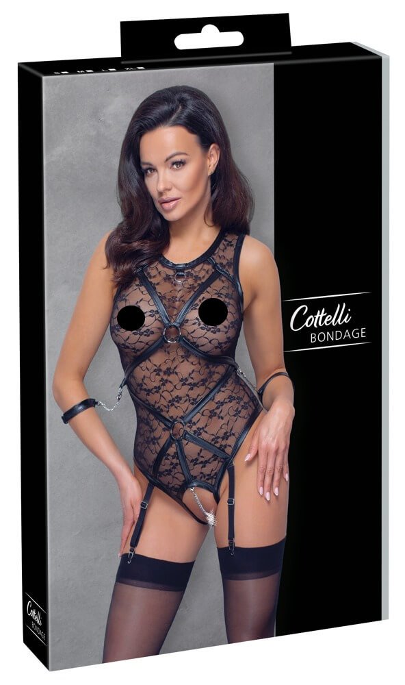 Cottelli Bondage - Lace body with straps (black)