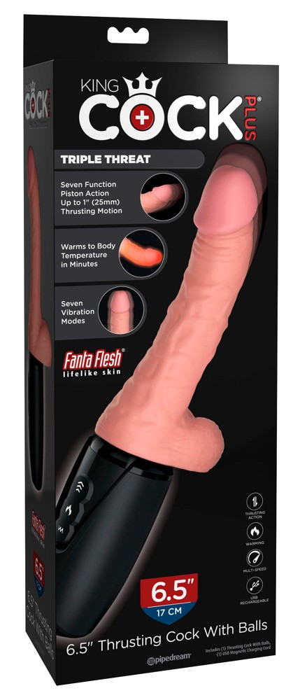King Cock Plus 6.5 - testicle thrust vibrator - natural