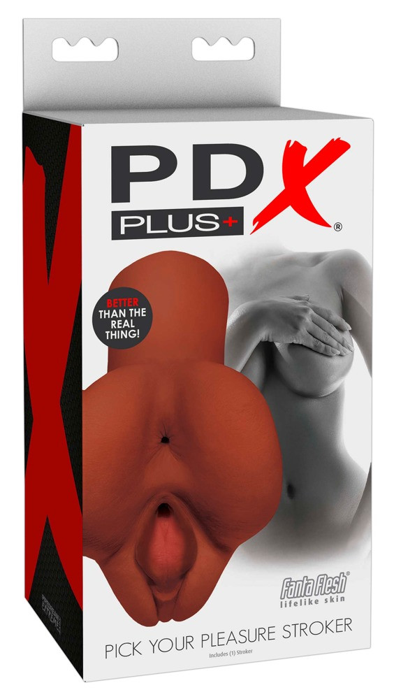 PDX Pick Your Pleasure Stroker - 2in1 Lifelike Masturbator (Brown)