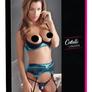 Cottelli - Jade - exkluzivní zvedací podprsenka set (zelený) - 85B/L