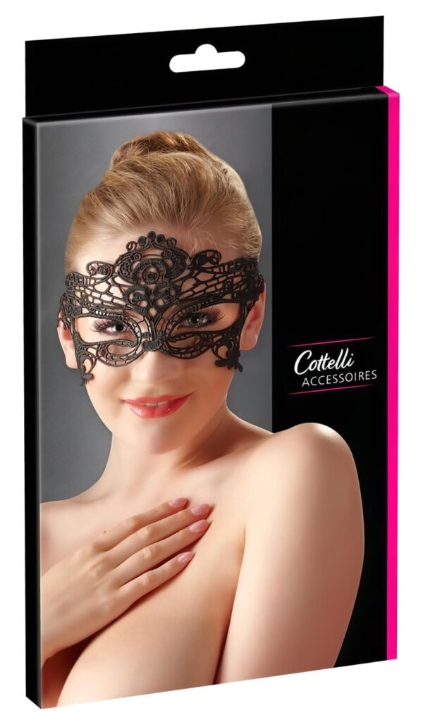 Cottelli - Vyšívaná maska na oči z černé krajky