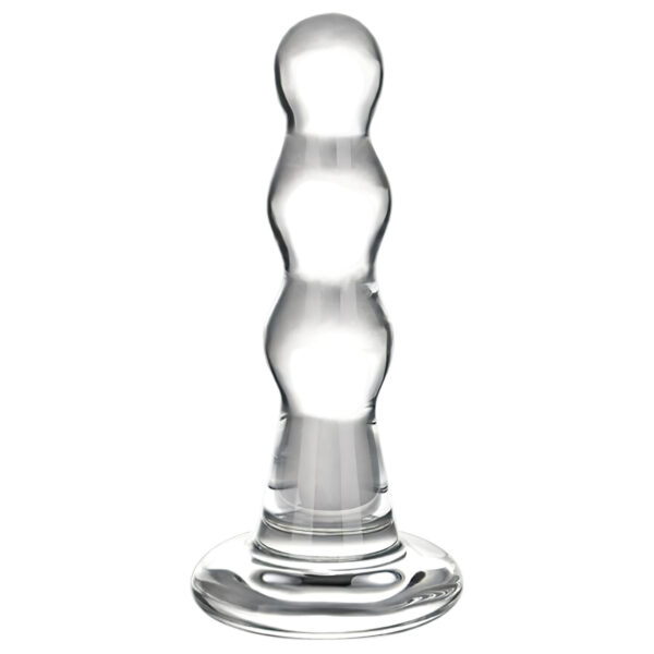 GLAS - vlnité skleněné anální dildo (průhledné)