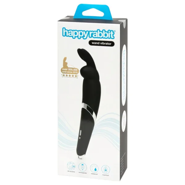 Happyrabbit Wand - akumulátorový masážní vibrátor (černý)