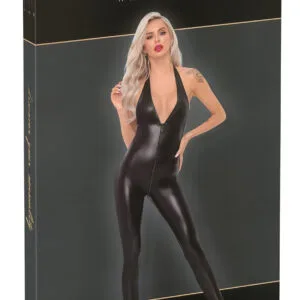 Noir - černý overal s halter výstřihem - XL