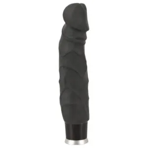 Přírodní kožní vibrátor - černý (22 cm)