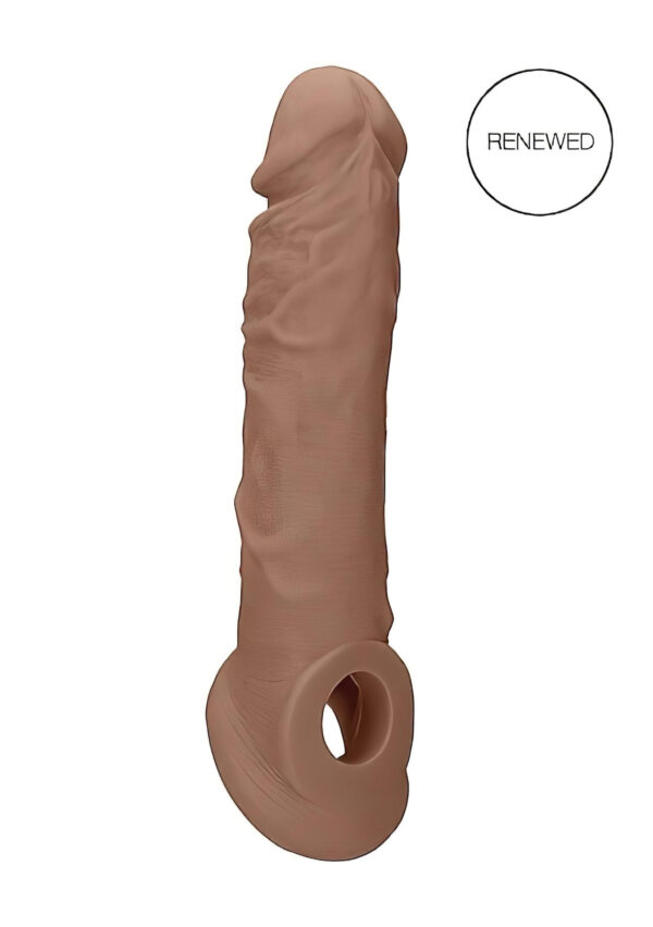 RealRock návlek na penis 21 cm - tmavě přírodní