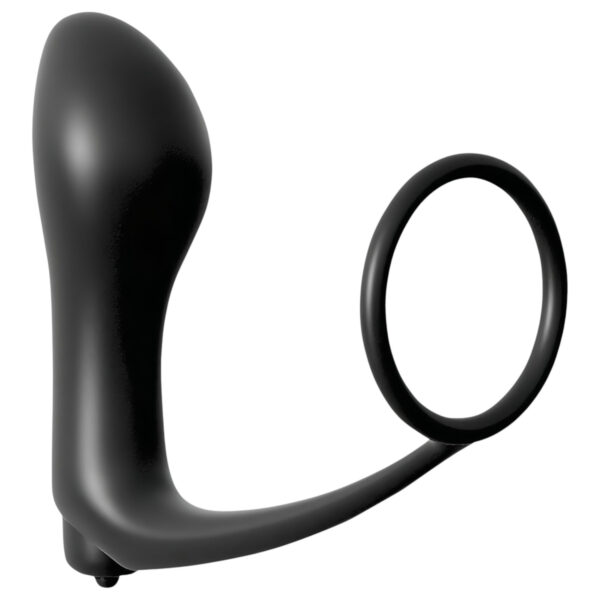 Analfantasy - prstový anální vibrátor s erekčním kroužkem (černý)
