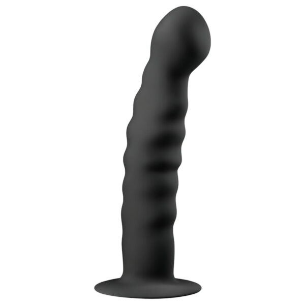 Easytoys Ribbed - anální dildo s přísavkou (14 cm) - černé
