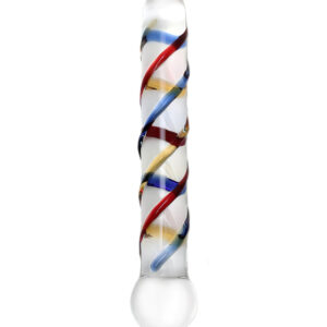Rimba Rachella - dvojité skleněné dildo (průhledné - barevné)
