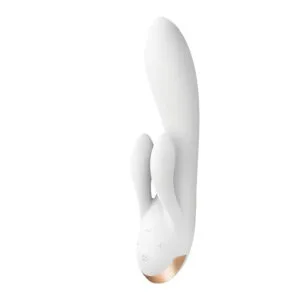 Satisfyer Double Flex - chytrý vibrátor s klitorální rukou (bílý)