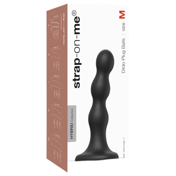 Strap-on-me Koule M - kuličkový přísavkový dildo (černý)