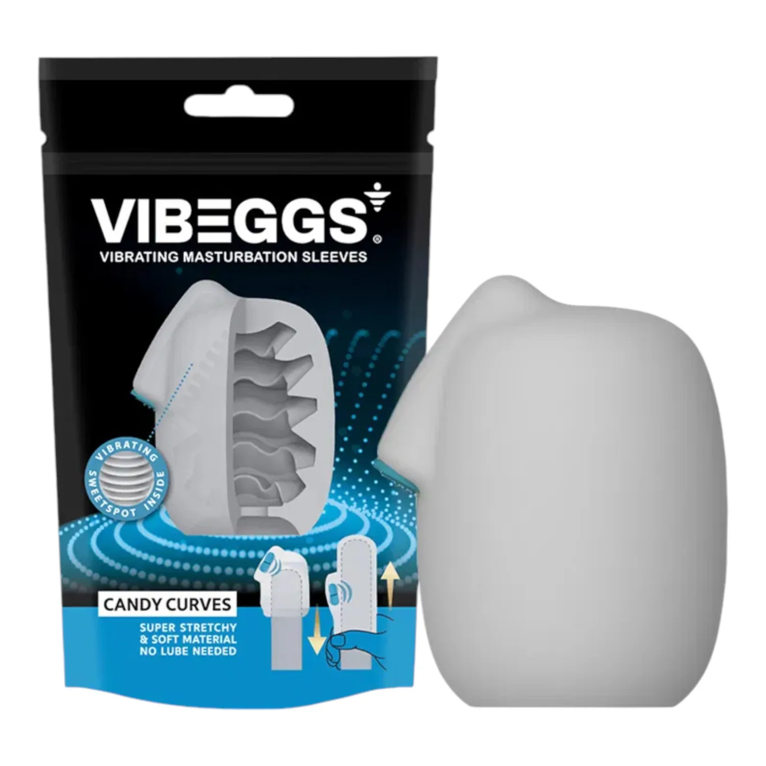 VIBEGGS Candy Curves - vibrační vajíčko masturbátor (bílé)