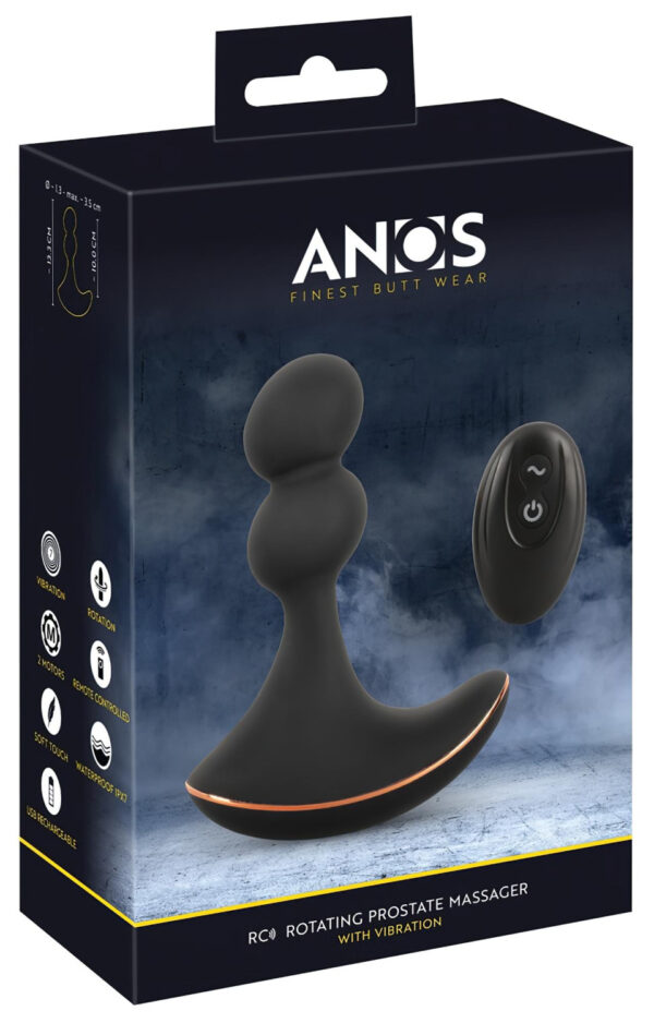 ANOS - černý rotační anální vibrátor se 2 motory