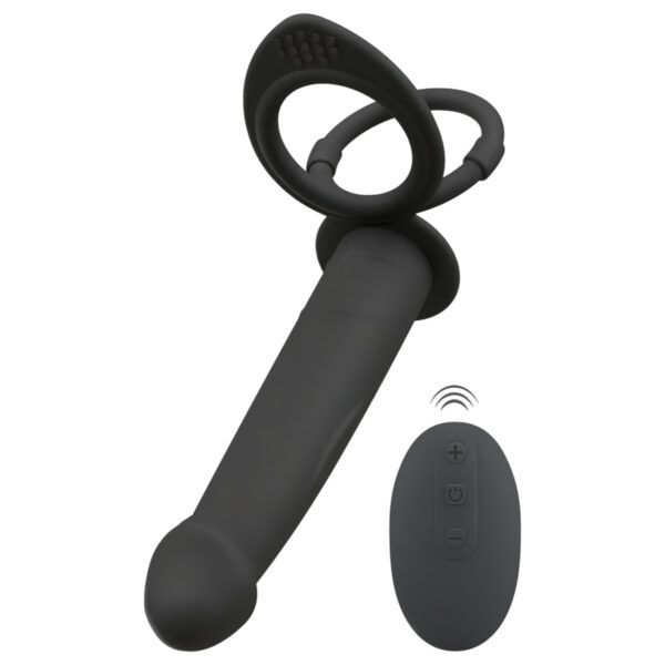 Černý Velvet Double F - připínací anální vibrátor (černý)
