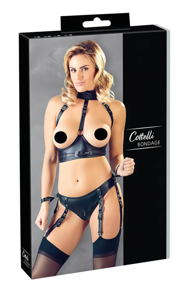 Cottelli Bondage - lesklý košíček s pouty (černý)