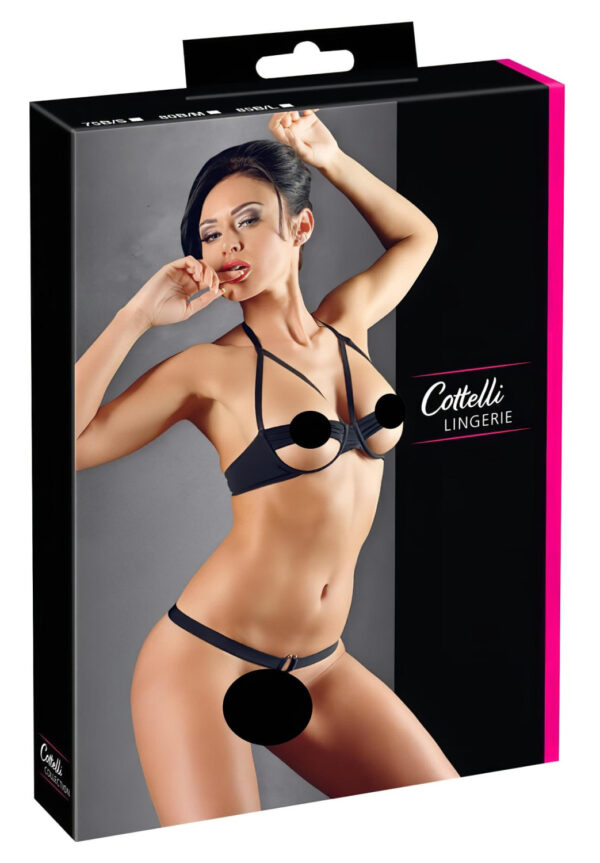 Cottelli - Kovové kruhy podprsenka set (černý) - 80B/M