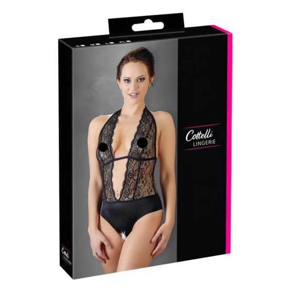 Cottelli – Krajkované body s krčním páskem (černé)