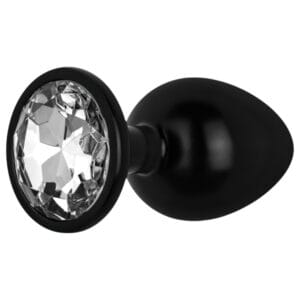 Easytoys Anal Collection - kovový anální kolík s kamenem - M (černý)