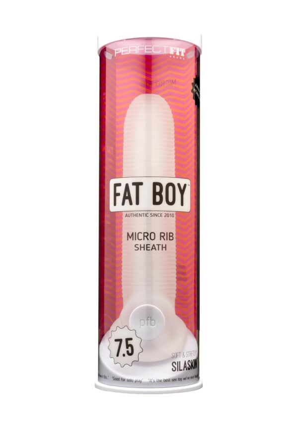 Fat Boy Micro Ribbed - návlek na penis (19 cm) - bílý